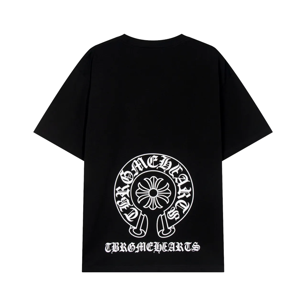 P140 Chrome Hearts Chrome Hearts Classic Horseshoe Sanskrit Watch Bag Printed Short Sleeve Size: SMLXL Color: Black